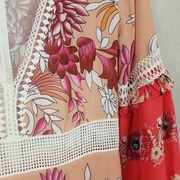 NEW ALY DALY M Floral Flamingo Long Sleeve Maxi Boho Dress NWT - Picture 3 of 12